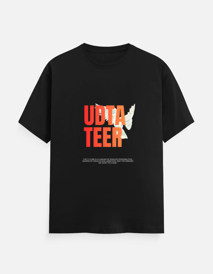 UDTA TEER™ – Bold Graphic Black T-Shirt