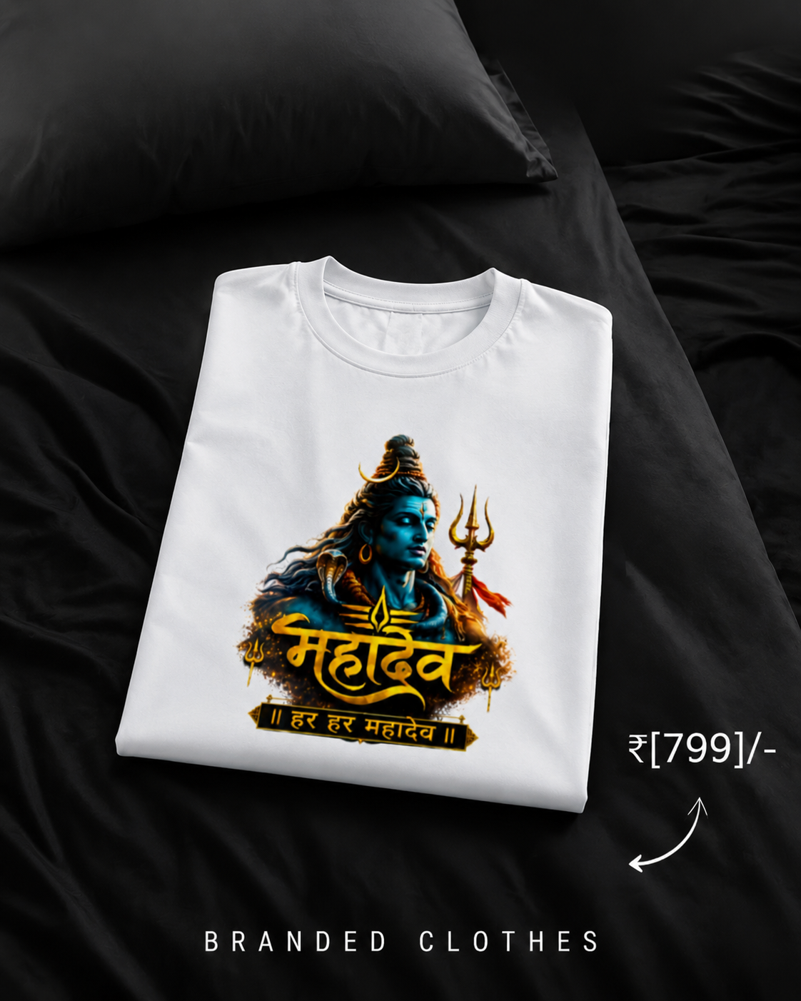 Mahadev Oversized White T-Shirt | Har Har Mahadev Premium Graphic Cotton Tee for Men & Women