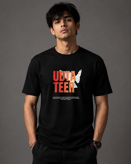 UDTA TEER™ – Bold Graphic Black T-Shirt
